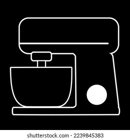 icono del vector mezclador aislado en fondo negro, ilustración vectorial, utensilios de cocina
