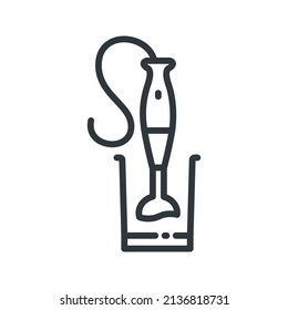 Mixer vector line icon isolated on white transparent background. Symbol of kitchen appliance.