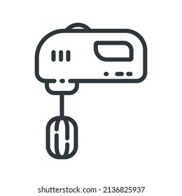 mixer vector line icon isolated on white transparent background. Symbol of kitchen appliance.