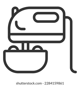 Mixer whipping cream in a bowl - icon, illustration on white background, outline style