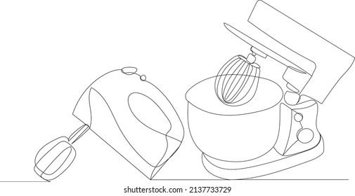 mixers sketch drawing by one continuous line vector, isolated