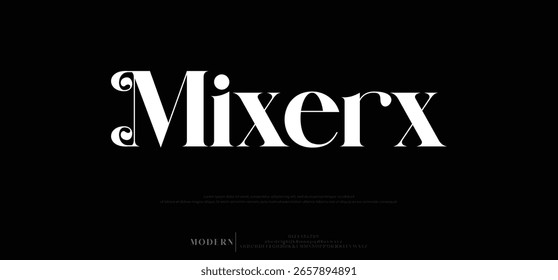 Mixerx Modern abstract digital tech font. Logo creative font, type, technology, movie, digital, music, movie. Font and illustration in vector format.
