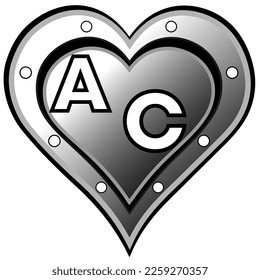 It mixes beauty, love, lovers, passion, affection and happiness. Steel Heart with the initials A and C, vector illustration, In vector, is an illustrative design. Amazing illustration. Good is God.