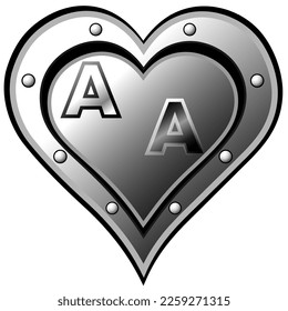 It mixes beauty, love, lovers, passion, affection and happiness. Steel Heart with the initials A and A, vector illustration, In vector, is an illustrative design. Amazing illustration. Good is God.