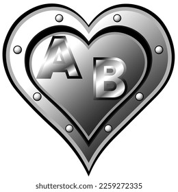 It mixes beauty, love, lovers, passion, affection and happiness. Steel Heart with the initials A  and B, vector illustration, In vector, is an illustrative design. Amazing illustration. Good is God.