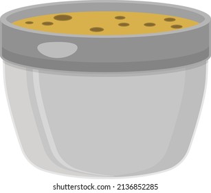 Mixing bowl with cake batter, illustration, vector on a white background. svg