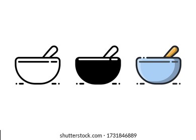 Mixing Bowl Icon. With Outline, Glyph, And Filled Outline Style