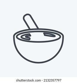 Mixing Bowl Icon in trendy line style isolated on soft blue background