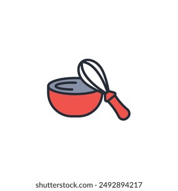 mixing bowl icon. vector.Editable stroke.linear style sign for use web design,logo.Symbol illustration.