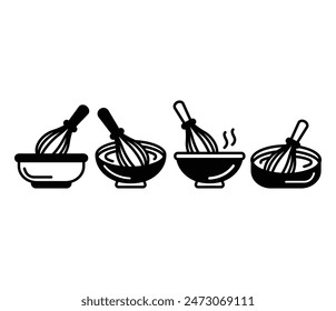 mixing bowl icons symbol vector design black white simple flat illustration collection sets