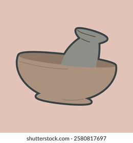 mixing bowl with outline flat vector design.