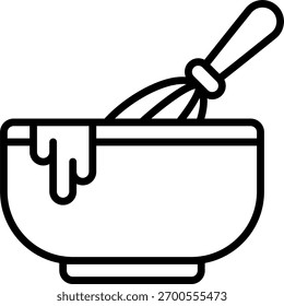 Misturando design vetor tigela em estilo moderno, preparação de cozimento e conceito de receita, cozinha cozinha cozinhar ilustração. Ícone de Linha