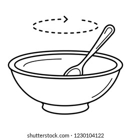 Mixing Bowl. Vector Flat Outline Icon Illustration Isolated On White Background.
