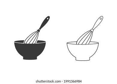 Mixing Bowl Vektorsymbol-Set auf flach
