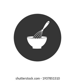 Mixing Bowl Vector White Icon In Flat