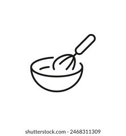 Mixing bowl with whisk icon. Simple mixing bowl with whisk icon for social media, app, and web design. Vector illustration.