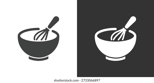 Mixing Bowl and Whisk icon. Solid glyph series icon