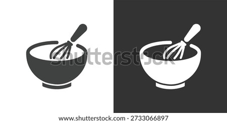 Mixing Bowl and Whisk icon. Solid glyph series icon