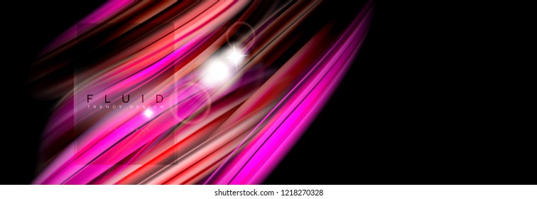 Mezcla de ondas de color en formas negras, fluidas, diseño de moda de fluidos vectoriales