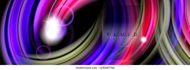 Mezcla de ondas de color en formas negras, fluidas, diseño de moda de fluidos vectoriales