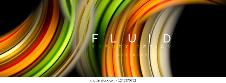 Mezcla de ondas de color en formas negras, fluidas, diseño de moda de fluidos vectoriales