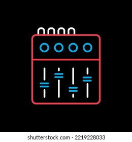 Mezclando el vector de consola en el icono de fondo negro. Símbolo gráfico para el diseño de aplicaciones y sitios web de música y sonido, logotipo, aplicación, interfaz de usuario