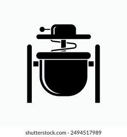 Mixing Cuisine Icon. Cook and Mix Dough Symbol - Vector Logo Template