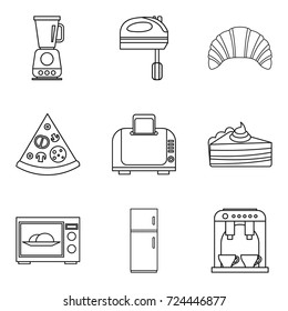 Mixing the dough icons set. Outline set of 9 mixing the dough vector icons for web isolated on white background