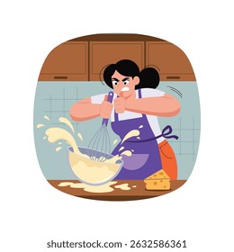 Mixing Dough with Mixer Vector illustration. EPS 10 File