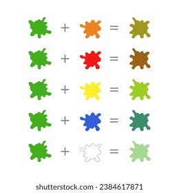 Mixing green with other colors educational illustration for kids