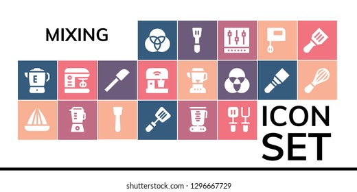  mixing icon set. 19 filled mixing icons. Simple modern icons about  - Rgb, Blender, Juicer, Spatula, Mixer