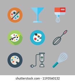 mixing icon set. vector set about mixer, paint palette and cocktail icons set.