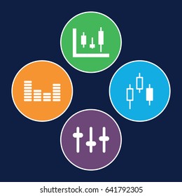 Mixing icons set. set of 4 mixing filled icons such as equalizer, panel control