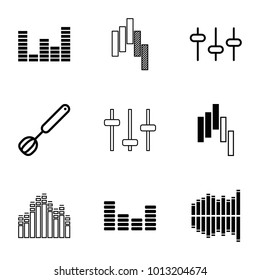 Mixing icons. set of 9 editable filled and outline mixing icons such as equalizer, corolla