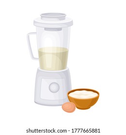 Mixing Ingredients in Blender as Baking Process Vector Illustration