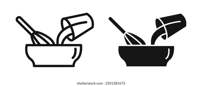 Mixing ingredients icon vector set