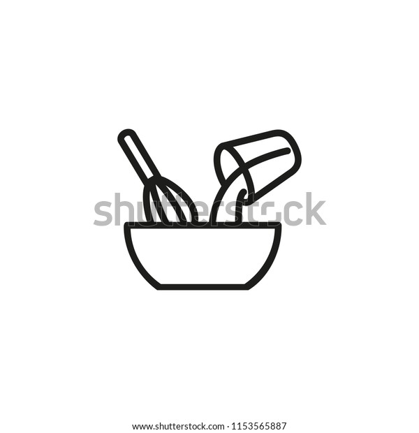 Mixing ingredients line icon.\
Pouring, whipping, whisk. Kitchen utensils concept. Vector\
illustration can be used for topics like bakery, making cake,\
recipe