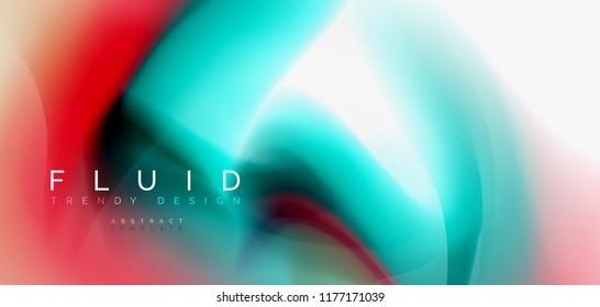 Mixing liquid color flow abstract background. Trendy abstract layout template for business or technology presentation, internet poster or web brochure cover, wallpaper. Vector illustration