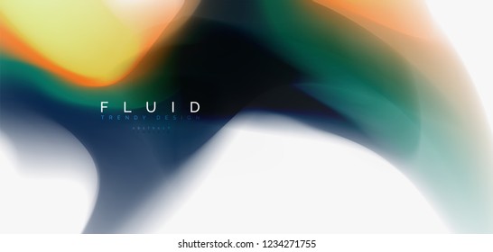Mixing liquid color flow abstract background. Trendy abstract layout template for business or technology presentation, internet poster or web brochure cover, wallpaper. Vector illustration