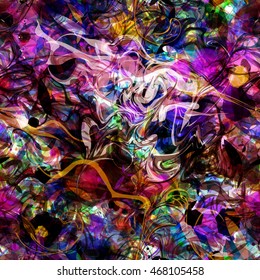 Mixing pigments. Abstract seamless vector pattern with spots, curved lines, stripes. For fabrics, wrapping paper, printing, home design, book cover. Watercolor effect