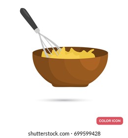 Mixing with a whisk of eggs color flat icon for web and mobile design