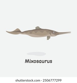 Mixosaurus Ilustración vectorial de dinosaurio con ictiosaurio Características