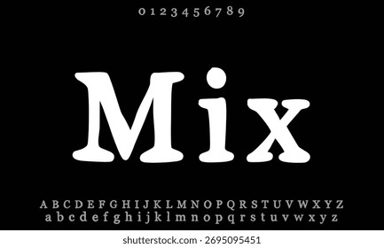MixSerif vector font alphabet with numbers