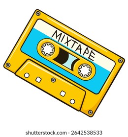 Mixtape Cassette. Vintage 80s Music Tape Illustration