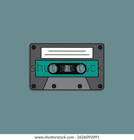 Mixtape. vector illustration of a retro cassette in bright colours on a green background. mixtape concept. eps 10