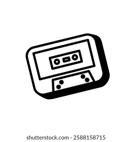 Mixtapes with vector line art, clip art, minimalist simple outline. Hand drawing retro design, vintage style illustration