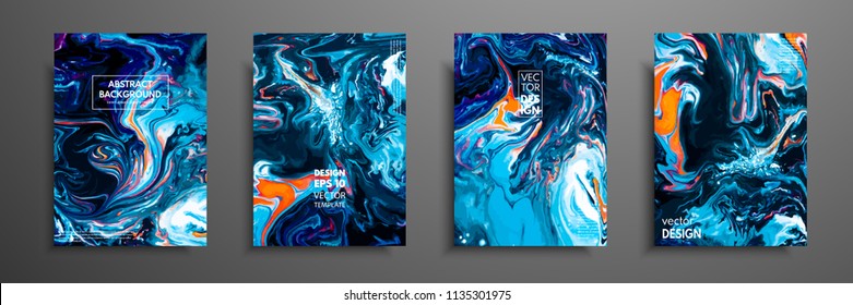 Mixture of acrylic paints. Liquid marble texture. Fluid art. Applicable for design cover, presentation, invitation, flyer, annual report, poster and business card, desing packaging. Modern artwork