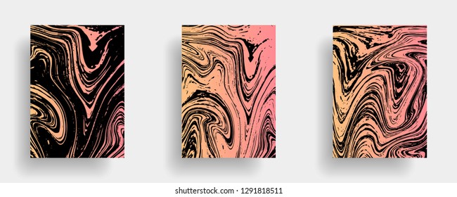 Mixture of acrylic paints. Liquid marble texture. Fluid art. Applicable for design cover, presentation, invitation, flyer, annual report, poster, desing packaging. Modern artwork - Vector