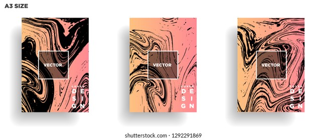 Mixture of acrylic paints. Liquid marble texture. Fluid art. Applicable for design cover, presentation, invitation, flyer, annual report, poster, desing packaging. Modern artwork - Vector