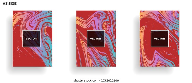 Mixture of acrylic paints. Liquid marble texture. Fluid art. Applicable for design cover, presentation, invitation, flyer, annual report, poster, desing packaging. Modern artwork - Vector